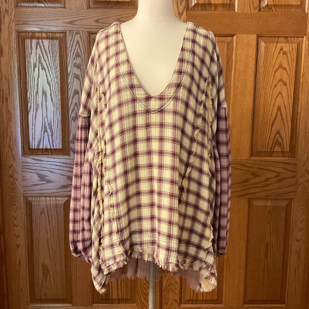 We The Free Oversized Multi-Plaid Tunic, Size XL